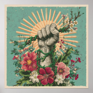 Rooted Resistance - Solarpunk Protest Poster