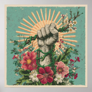 Rooted Resistance - Solarpunk Protest Poster