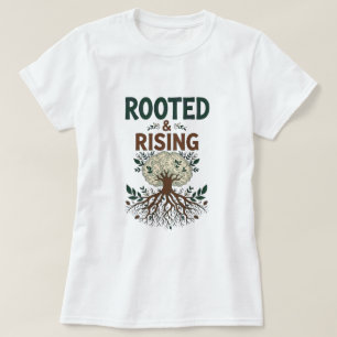 Rooted & Rising - Afro Roots Botanische Lijnkunst T-shirt