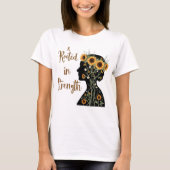 Rooted Strength Mom – Blooming Silhouette Art T-shirt (Voorkant)