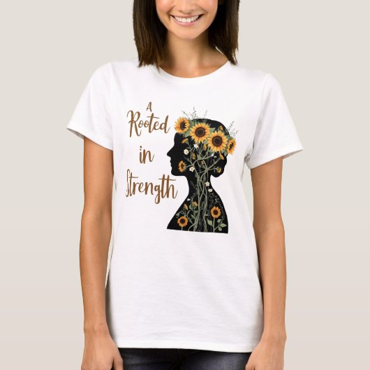 Rooted Strength Mom – Blooming Silhouette Art T-shirt (Voorkant)