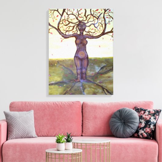 "Rooted" Tree Goddess Art Canvas Afdruk (Insitu (Woonkamer))