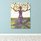 "Rooted" Tree Goddess Art Canvas Afdruk (Insitu (Houten vloer))