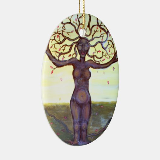 "Rooted" Tree Goddess Art Keramisch Ornament (Rechts)