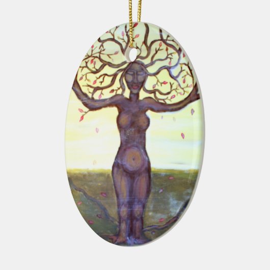 "Rooted" Tree Goddess Art Keramisch Ornament (Links)