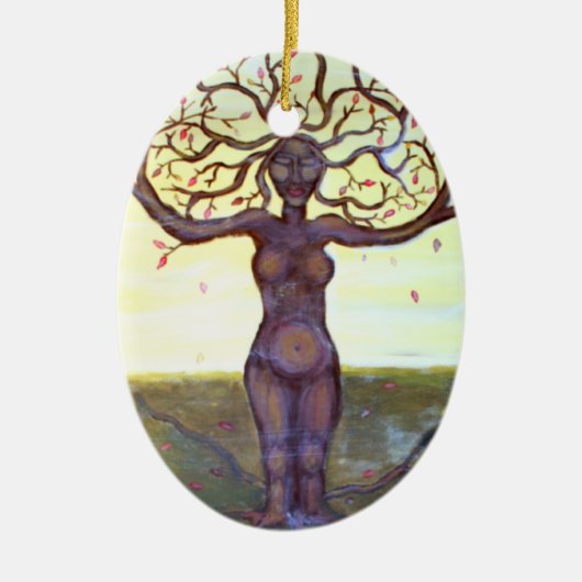 "Rooted" Tree Goddess Art Keramisch Ornament (Voorkant)
