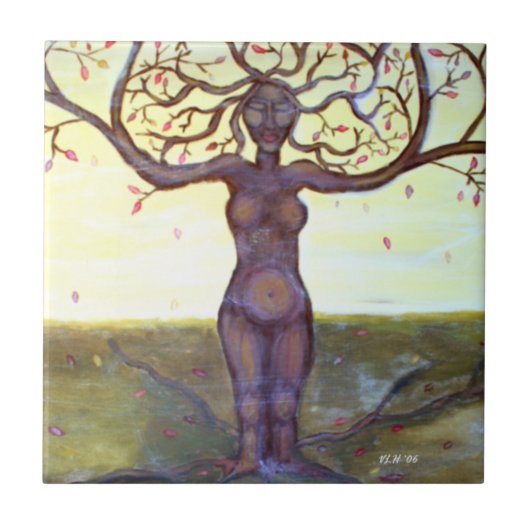 "Rooted" Tree Goddess Art Tegeltje (Voorkant)