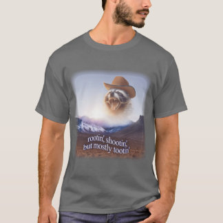 rootin shootin but mostly tootin cowboy raccoon wo t-shirt