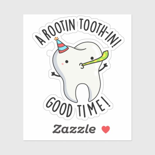 Rootin Toothin Goede Tijd Grappige Tand Pun Sticker (Vel)