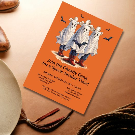 Rootin’ Tootin’ Cowboy Ghosts Western Halloween Kaart