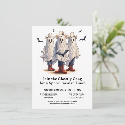 Rootin’ Tootin’ Cowboy Ghosts Western Halloween Kaart (Staand voorkant)