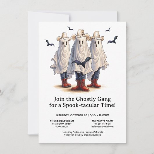 Rootin’ Tootin’ Cowboy Ghosts Western Halloween Kaart (Voorkant)