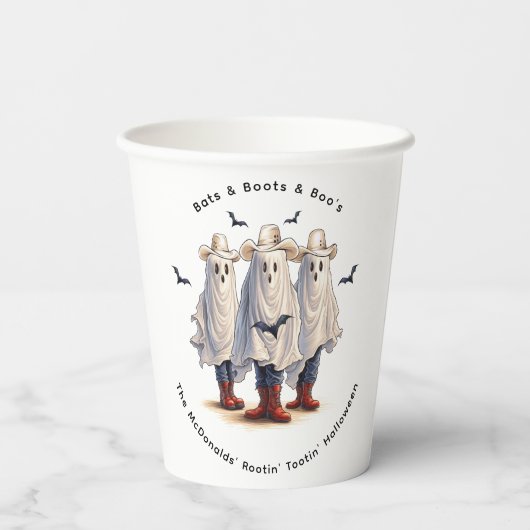 Rootin’ Tootin’ Cowboy Ghosts Western Halloween Papieren Bekers (Achterkant)