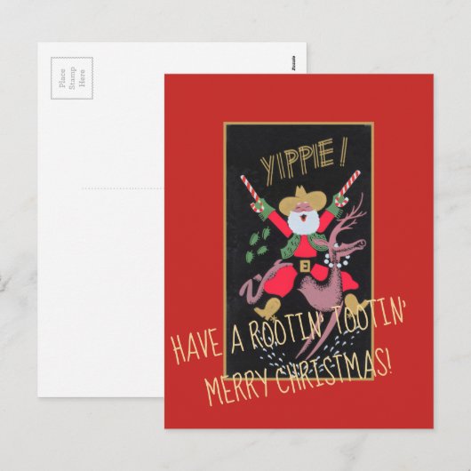 Rootin Tootin Cowboy Santa Feestdagenkaart (Voorkant / Achterkant)