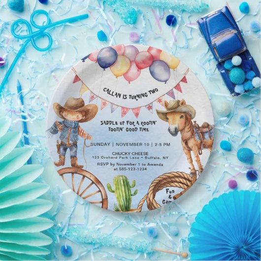 Rootin' Tootin' Goede Tijd Verjaardag Papieren Bordje (Feest)