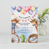 Rootin' Tootin' Goede Tijd Verjaardag Uitnodiging (Staand voorkant)