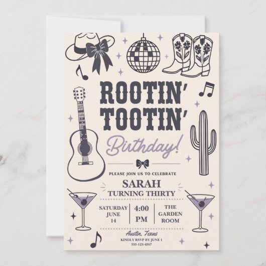 Rootin' Tootin' Verjaardagsuitnodiging Kaart (Voorkant)