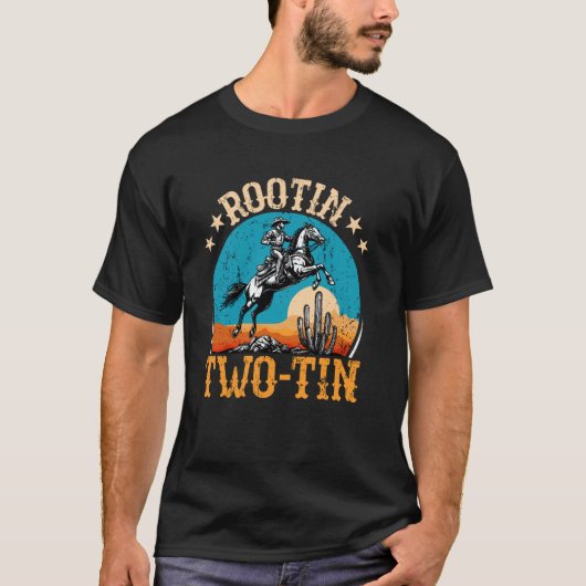 Rootin Two-tin 2de verjaardag 2 jaar oude western T-shirt (Voorkant)