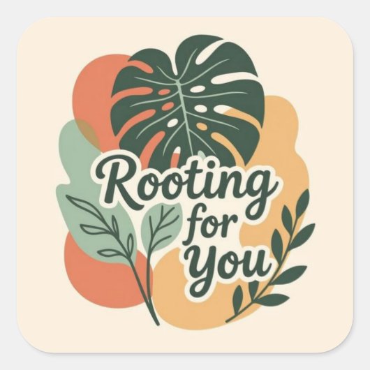 Rooting for you Adorable Greenery Vierkante Sticker (Voorkant)