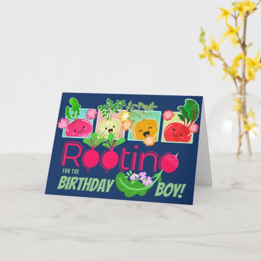 Rooting voor de verjaardagsjongen | Motivatie woor Kaart (Gele Bloem)