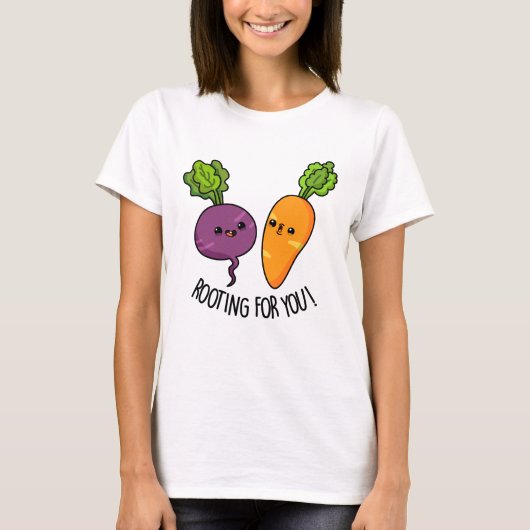 Rooting voor jou Grappige Veggie Pun T-shirt (Voorkant)