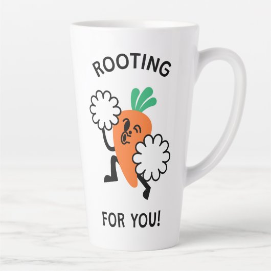 Rooting voor jou – Vrolijke Carrot Latte Mok (Rechts)