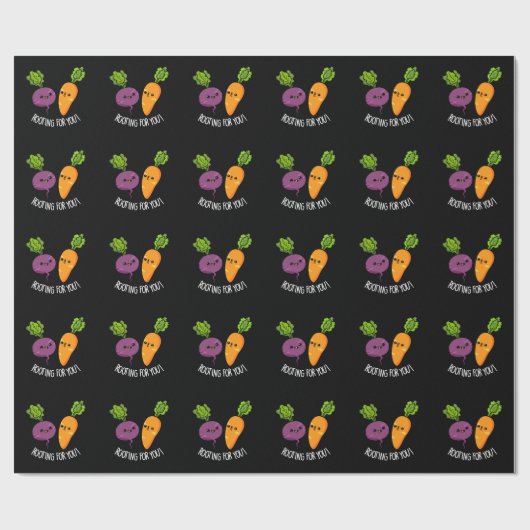 Rooting Voor U Grappig Veggie Pun Dark BG Cadeaupapier (Vlak)