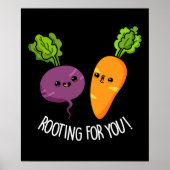 Rooting Voor U Grappig Veggie Pun Dark BG Poster (Voorkant)