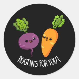 Rooting Voor U Grappig Veggie Pun Dark BG Ronde Sticker