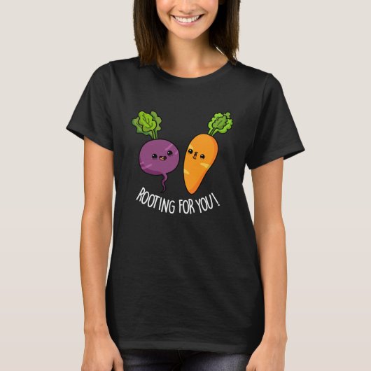 Rooting Voor U Grappig Veggie Pun Dark BG T-shirt (Voorkant)