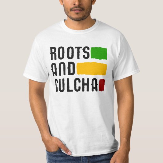 Roots en Culcha Rasta kleuren Reggae T-shirt (Voorkant)