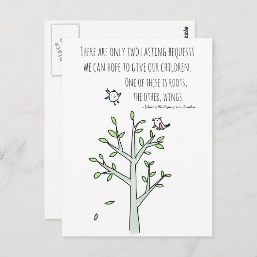 Roots en Wings Inspirating Ouderschap Quote Briefkaart (Voorkant / Achterkant)