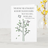 Roots en Wings Inspirating Ouderschap Quote Kaart (Gele Bloem)