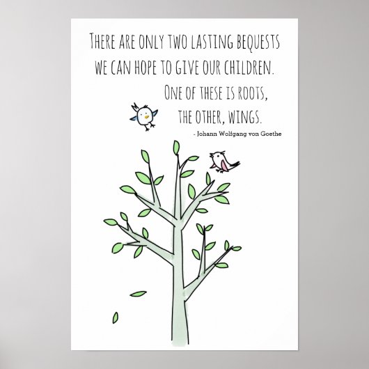 Roots en Wings Inspirating Ouderschap Quote Poster (Voorkant)