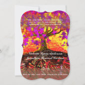 Roots of Love Romantic Oak Tree Wedding Invitation Kaart (Voorkant)