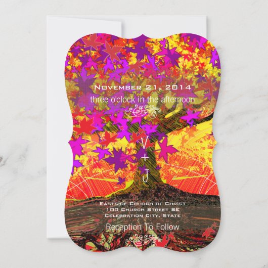 Roots of Love Romantic Oak Tree Wedding Invitation Kaart (Achterkant)