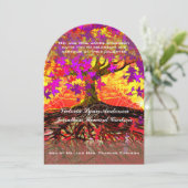Roots of Love Romantic Oak Tree Wedding Invitation Kaart (Staand voorkant)