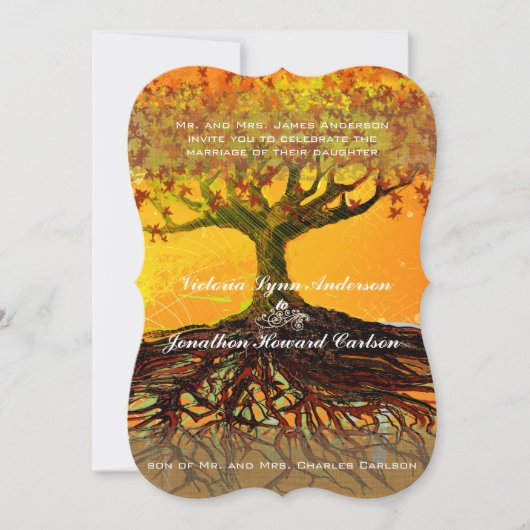 Roots of Love Romantic Tree Wedding Invitation Kaart (Voorkant)