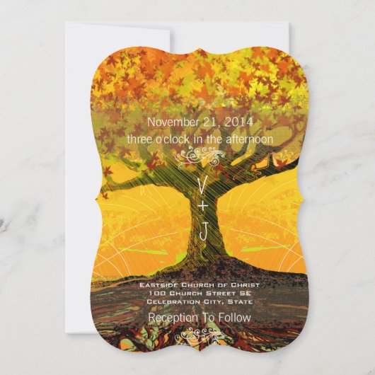 Roots of Love Romantic Tree Wedding Invitation Kaart (Achterkant)