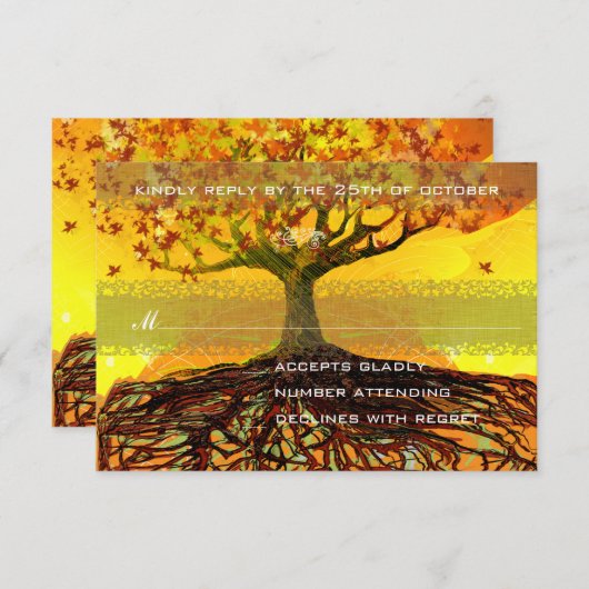 Roots of Love Romantische Boom Bruiloft RSVP (Voorkant / Achterkant)