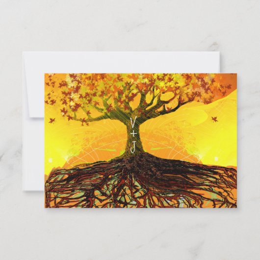 Roots of Love Romantische Boom Bruiloft RSVP (Achterkant)