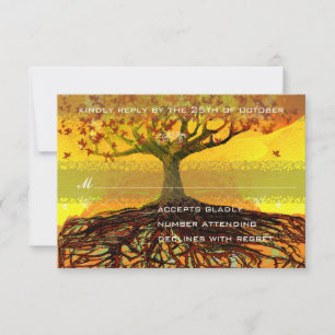 Roots of Love Romantische Boom Bruiloft RSVP Kaartje