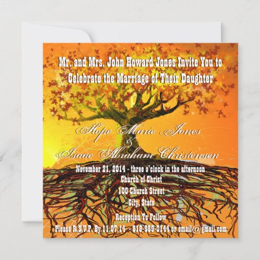Roots of Love Square Wedding Invitation Kaart (Voorkant)