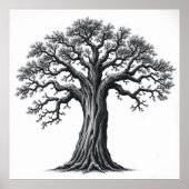 Roots of Serenity: Tree of Life Charcoal Zen Art Poster (Voorkant)