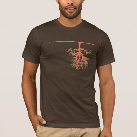 Roots omhoog (bruin) t-shirt (Voorkant)