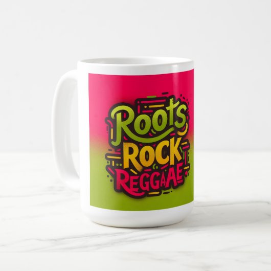 Roots Rock Reggae witte koffie mok (Voorkant links)