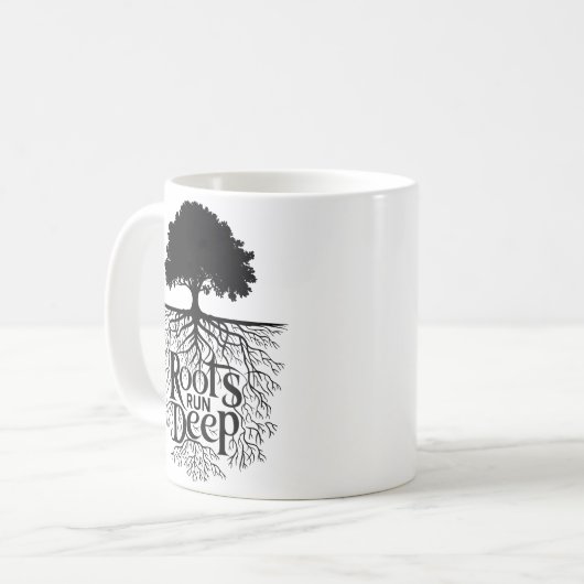 Roots Run Deep Tree Illustration Koffiemok (Voorkant links)