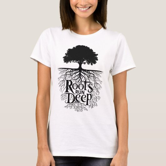 Roots Run Deep Tree Illustration T-shirt (Voorkant)