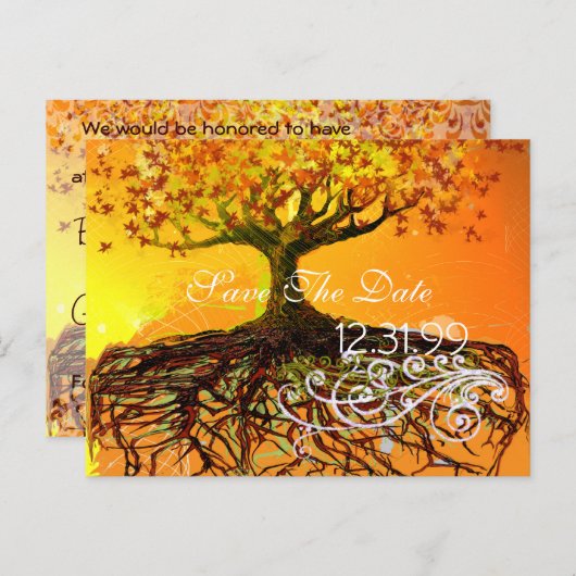 Roots slaan de datum op aankondigingskaart (Voorkant / Achterkant)