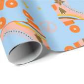 Roovy 70s rolpatroon schaats kerst cadeaupapier (Rol Hoek)
